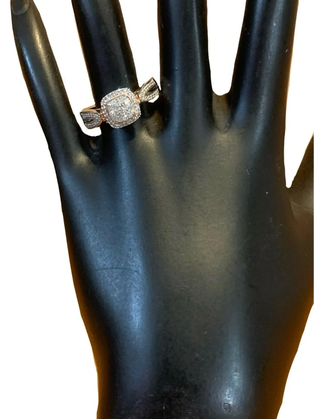 STERLING SILVER W/14K ROSE GOLD OVERLAY ACCENTS .33CTW GENUINE DIAMOND RING (7)